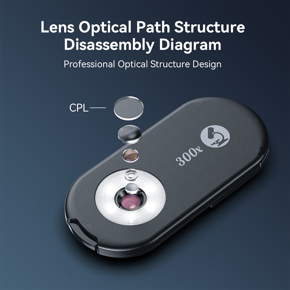 Zoom Lighting Kit - عدسة مجهر APEXEL نانو زووم 300X،