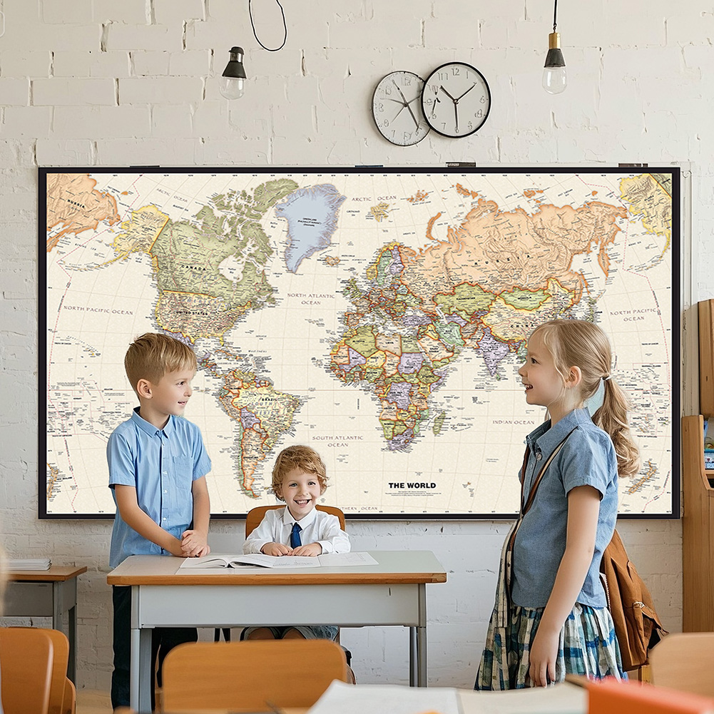 Home Office Backdrop - 150x225 سنتيمتر الرجعية خريطة العالم التصوير