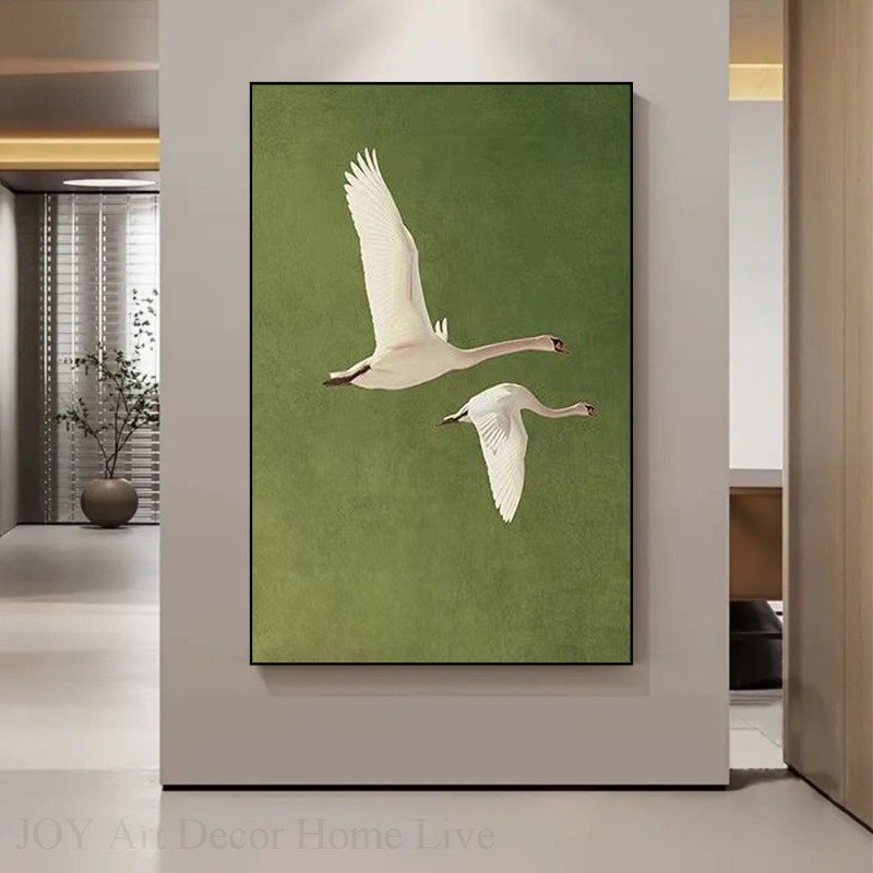 Home Office Backdrop - اثنين من البجعات الطائرة ذات نسيج