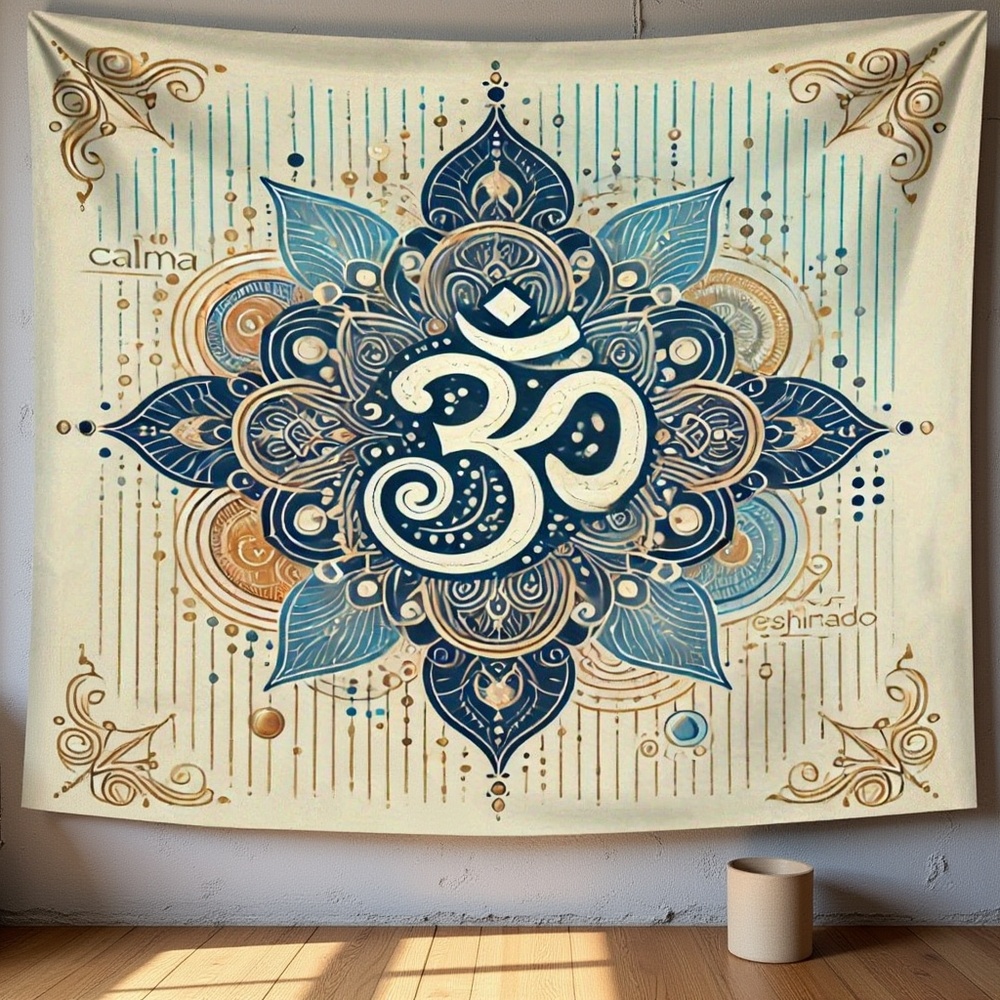 Home Office Backdrop - 1 قطعة ماندالا وأوم رمز مطبوعة