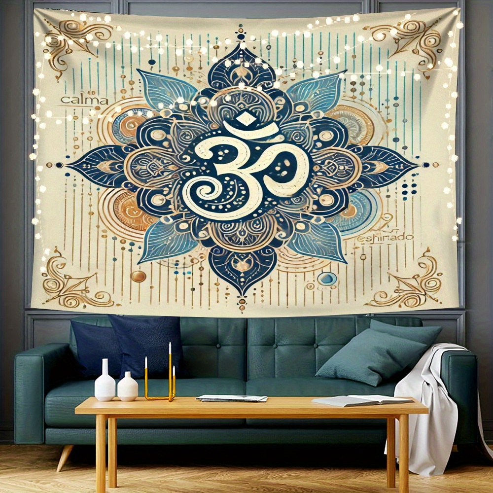 1 قطعة ماندالا وأوم رمز مطبوعة - مراجعة Home Office Backdrop وسعره
