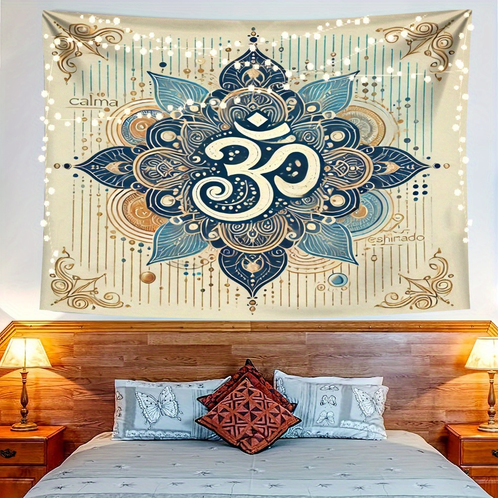 1 قطعة ماندالا وأوم رمز مطبوعة - مراجعة Home Office Backdrop وسعره